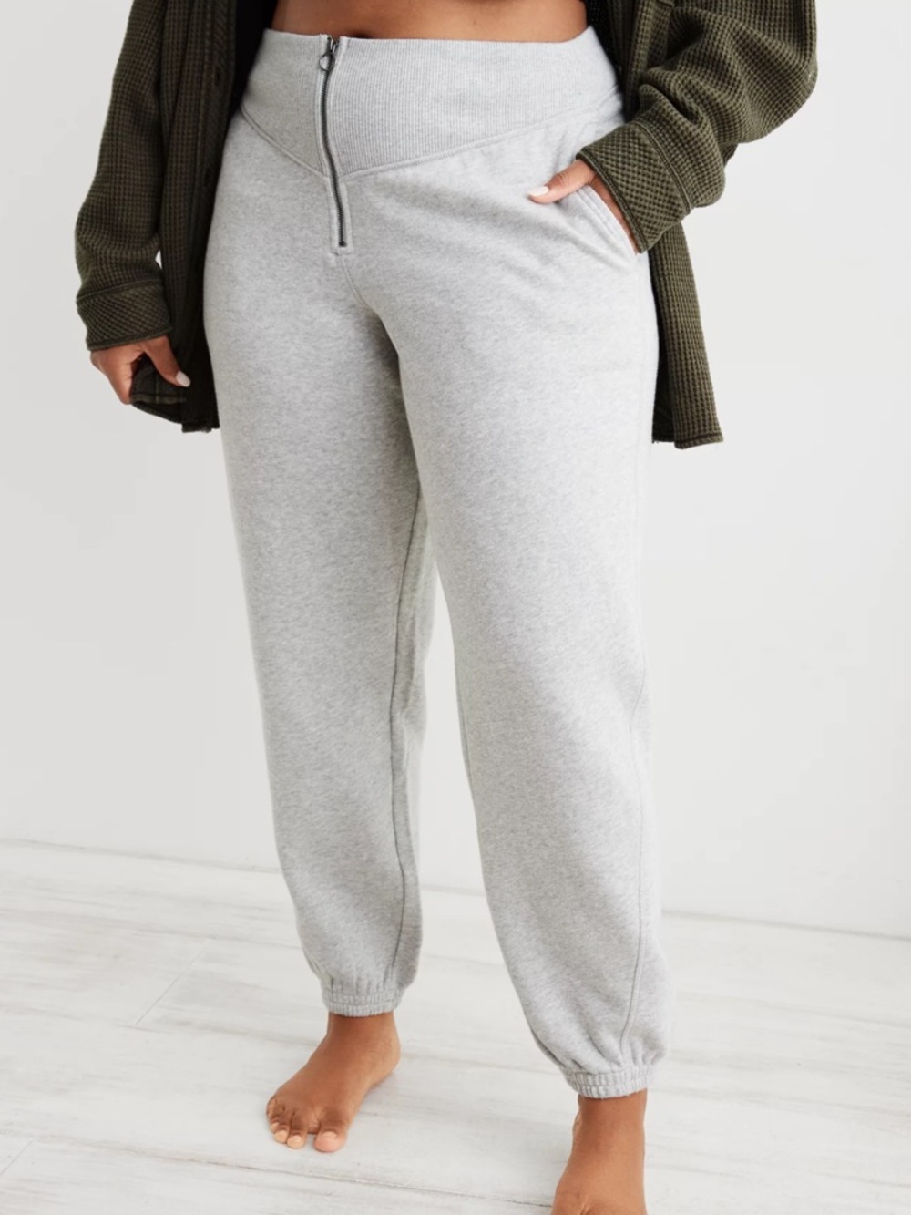 Aerie Fleece Corset Jogger Gray Size L